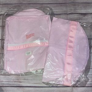 OH Mint Seersucker medium backpack and duffle bag